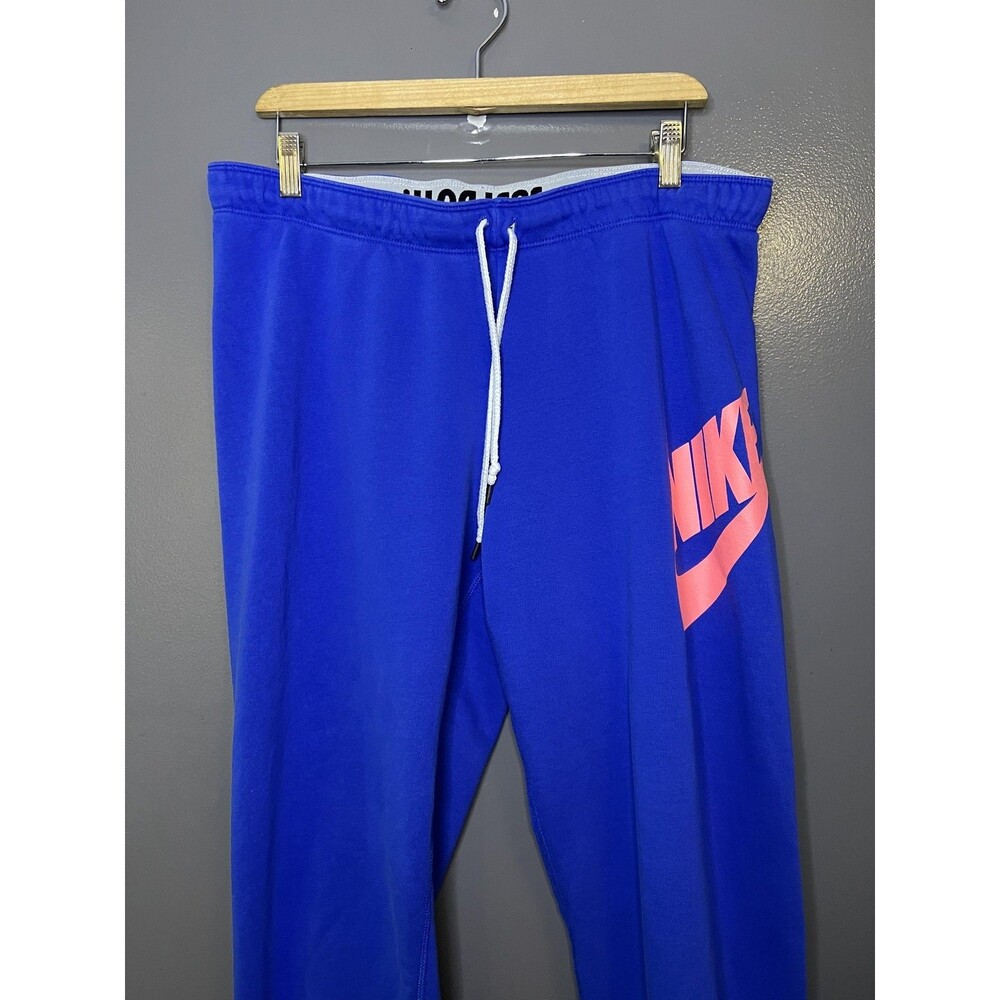 Nike Sweatpants Mens XL Blue Fleece Just Do It Logo Jogger Pants Cuffed Athletic